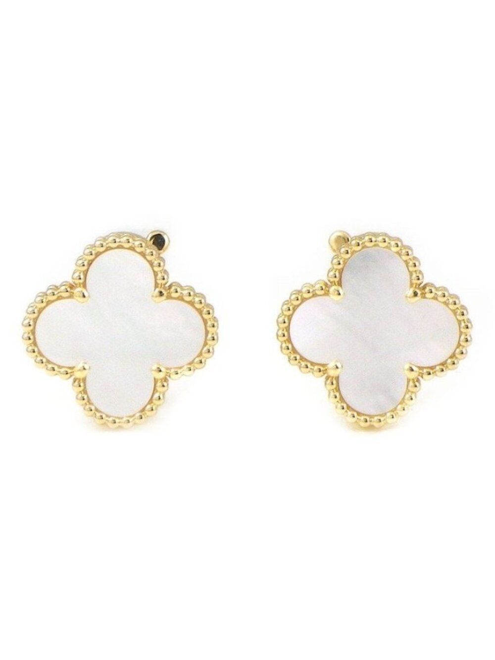 Van Cleef & Arpels Earrings Vintage Alhambra Mother of Pearl White Shell 18k